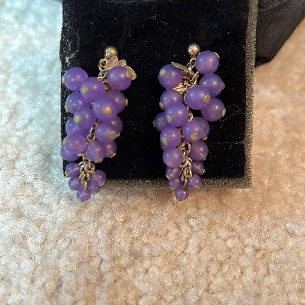 Purple grape earrings